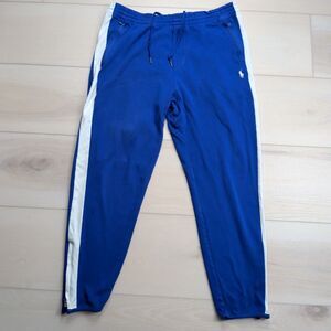 Polo Ralph Lauren Double Knit Joggers Mens XL Sweat Pants Blue White Ankle Zip